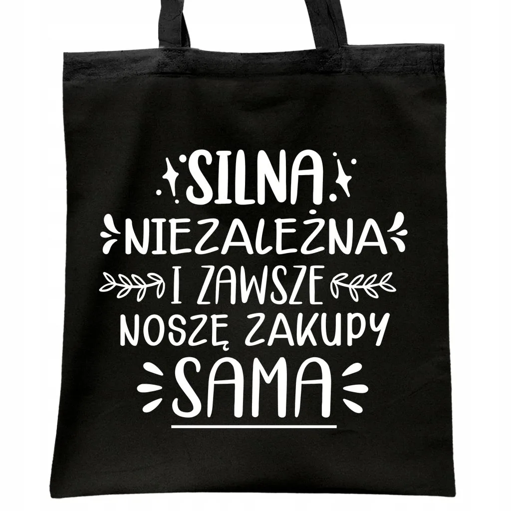 Torba bawełniana czarna na zakupy Dzień Kobiet Dla Kobiety Prezent