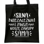 Torba bawełniana czarna na zakupy Dzień Kobiet Dla Kobiety Prezent