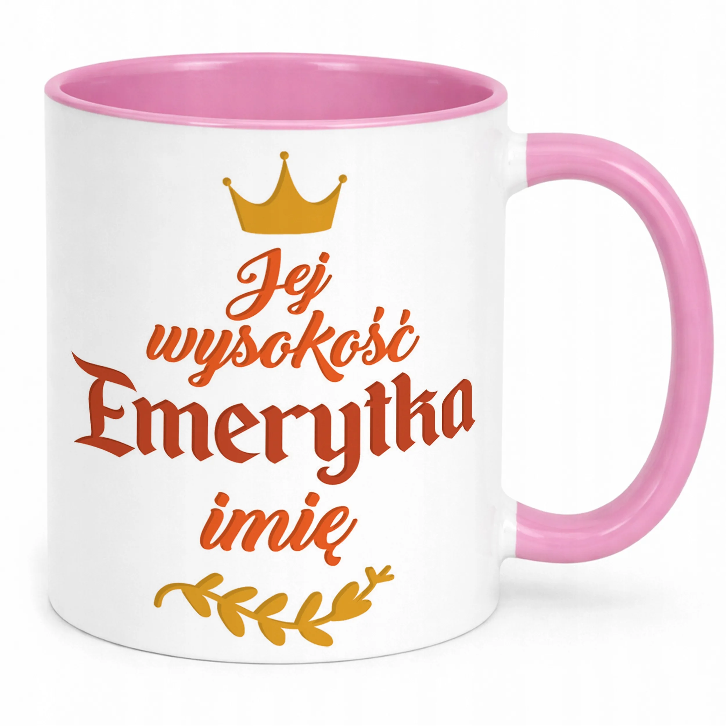 Kubek Różowy Personalizowany z okazji Emerytury Dla Emerytki Prezent