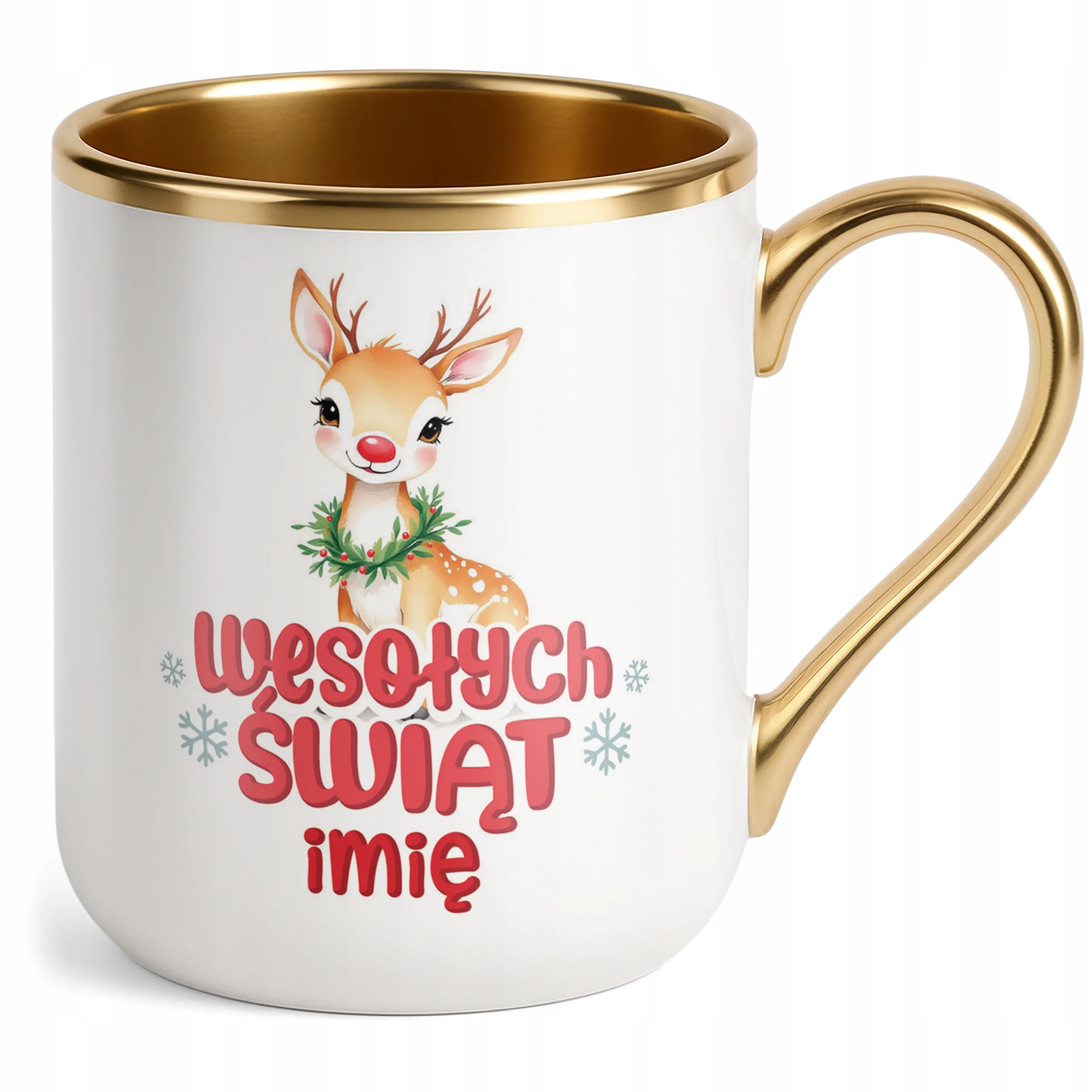 Kubek Premium Złoty Personalizowany Świąteczny Boże Narodzenie Prezent