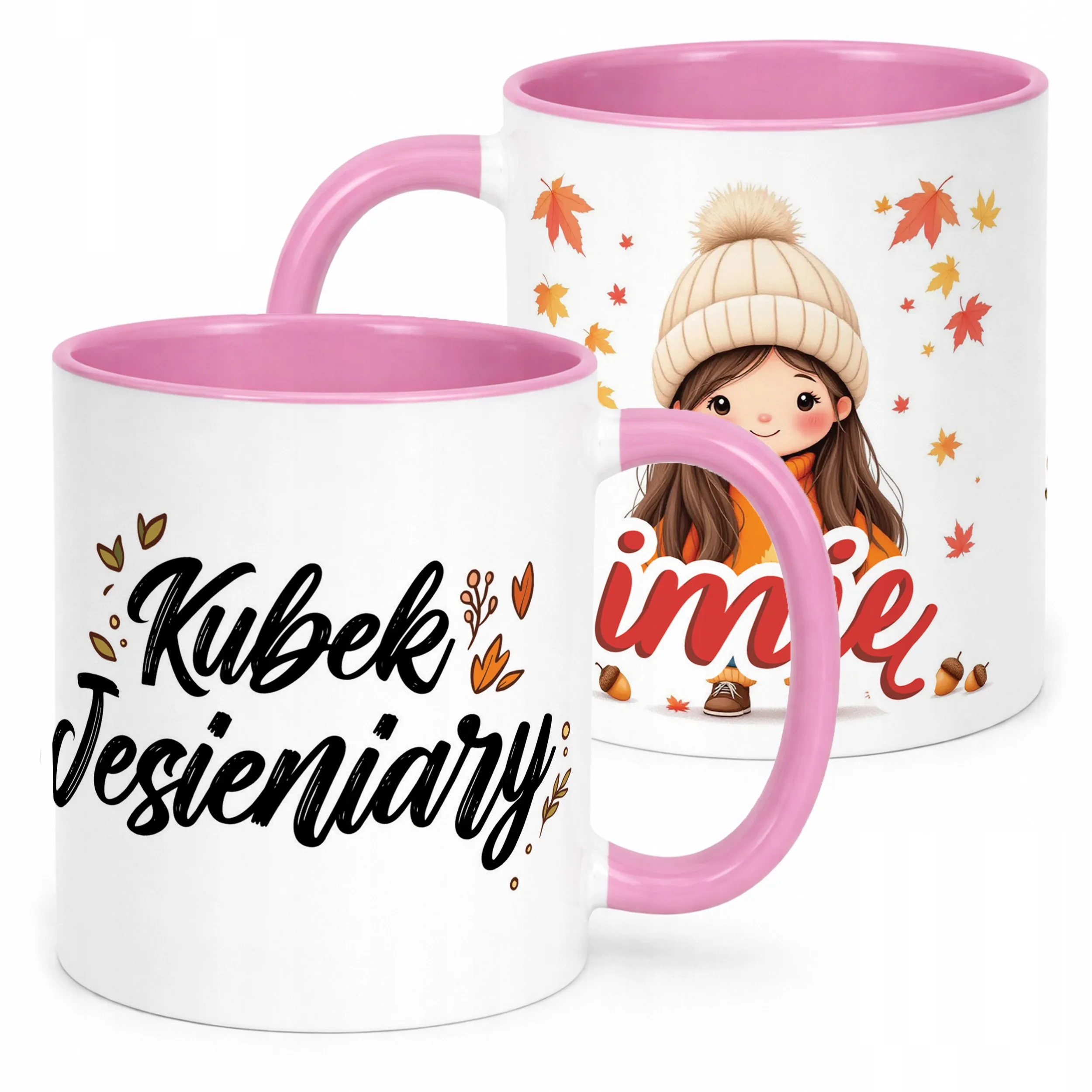 Kubek Różowy Personalizowany Jesienny Jesieniara Prezent Upominek
