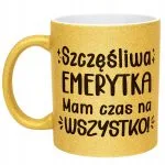 Złoty kubek brokatowy Z okazji Emerytury Dla Emerytki Prezent