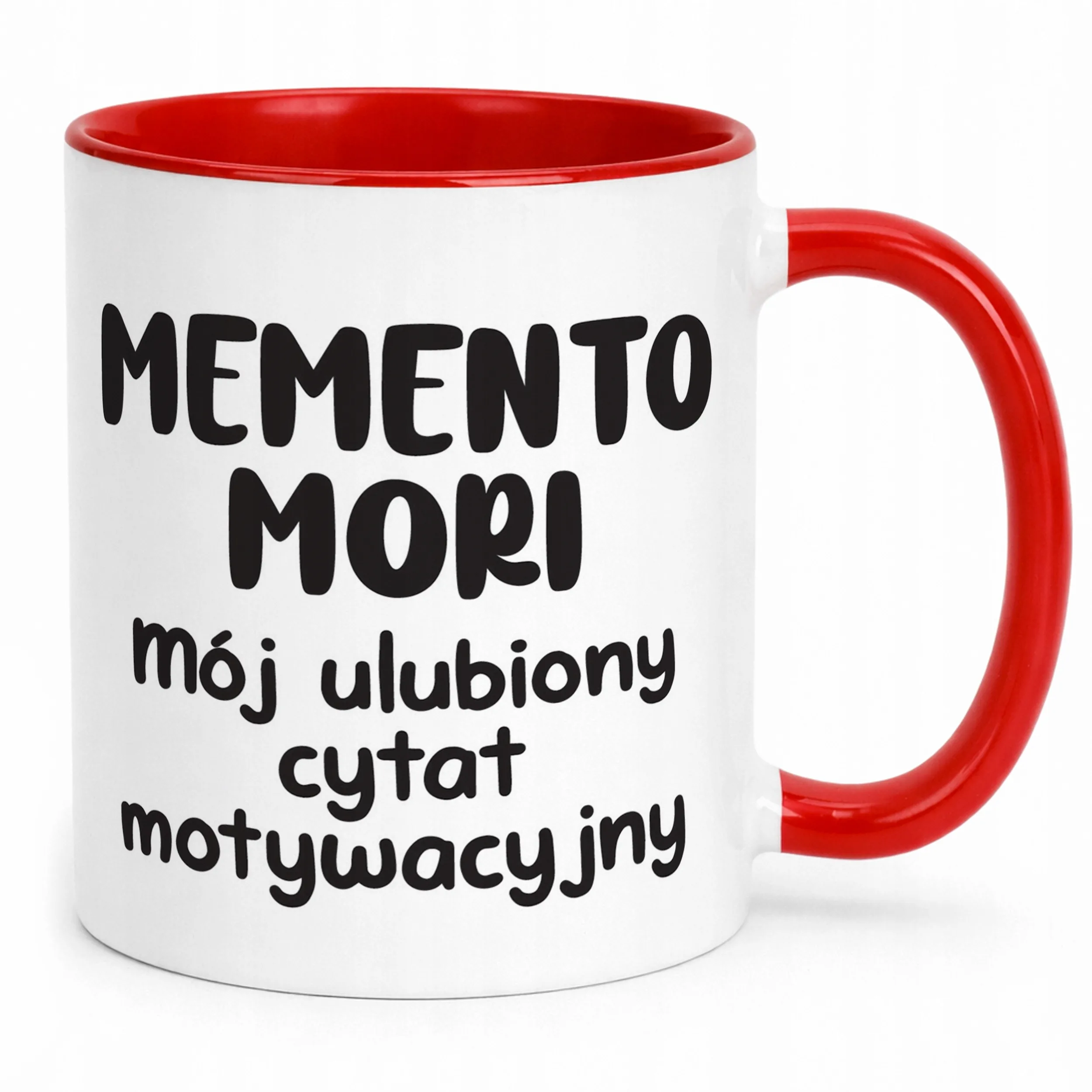 Kubek Czerwony Memento Mori Cytat Motwywacyjny Śmieszny Zabawny Prezent