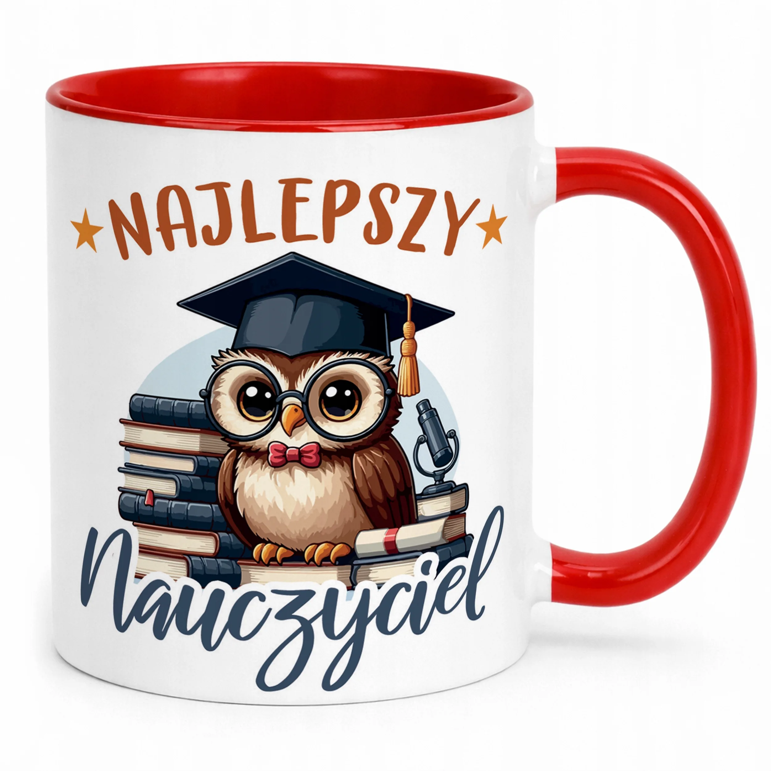 Kubek Czerwony Najlepszy Nauczyciel Dzień Nauczyciela Prezent
