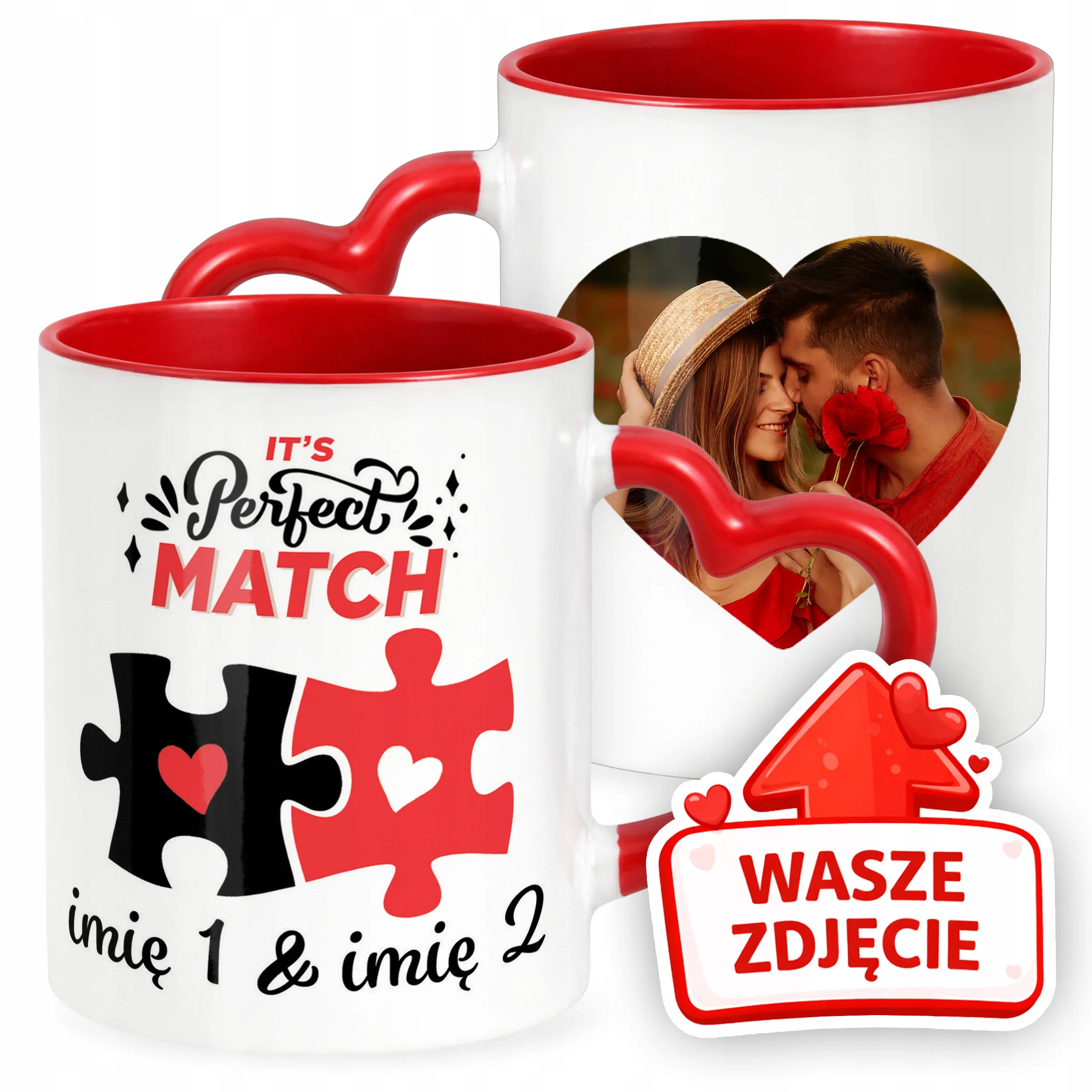 Kubek Walentynkowy Z Własnym Zdjęciem Imionami Serce Walentynki Prezent