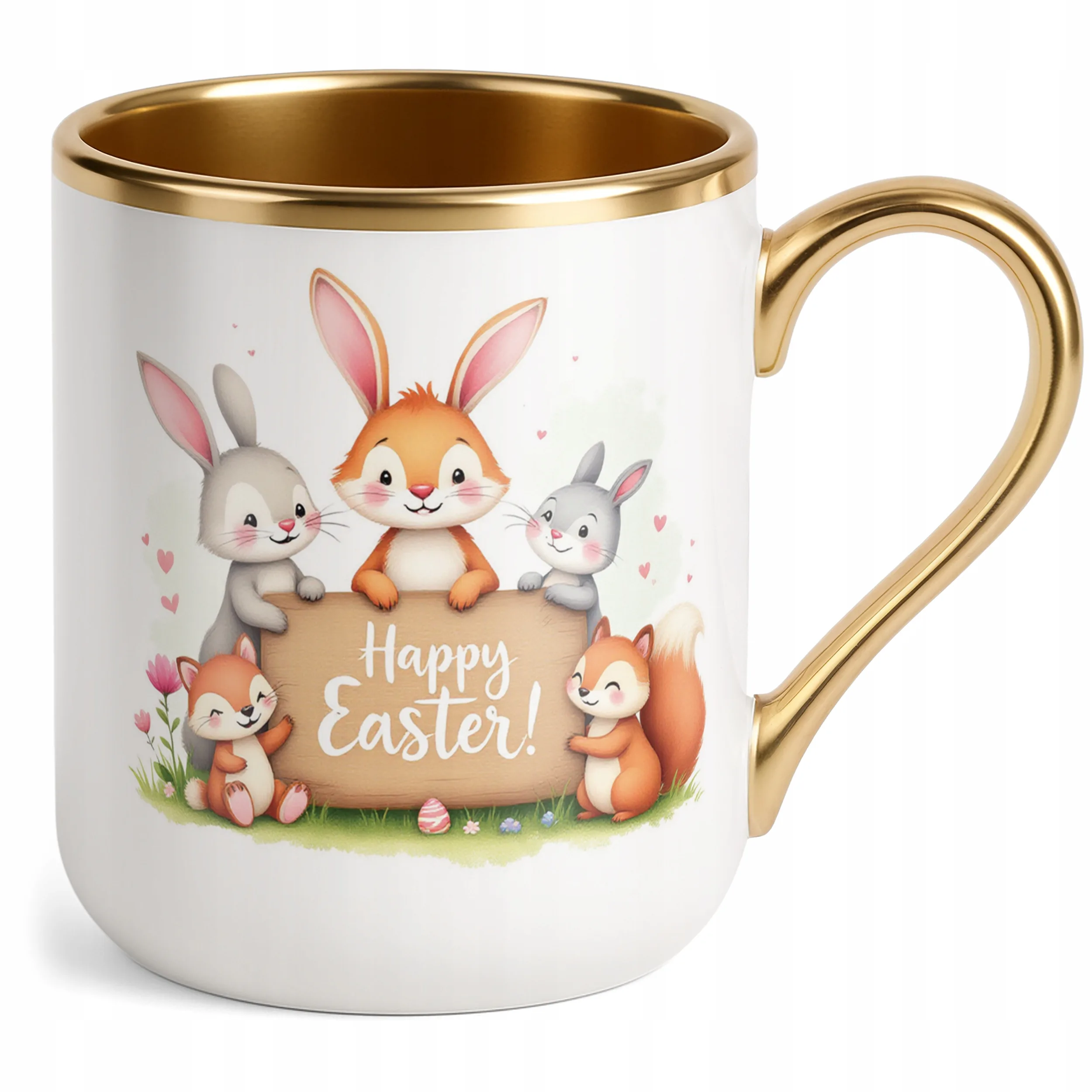 Kubek Premium Złoty Wielkanocny Wielkanoc Prezent Happy Easter