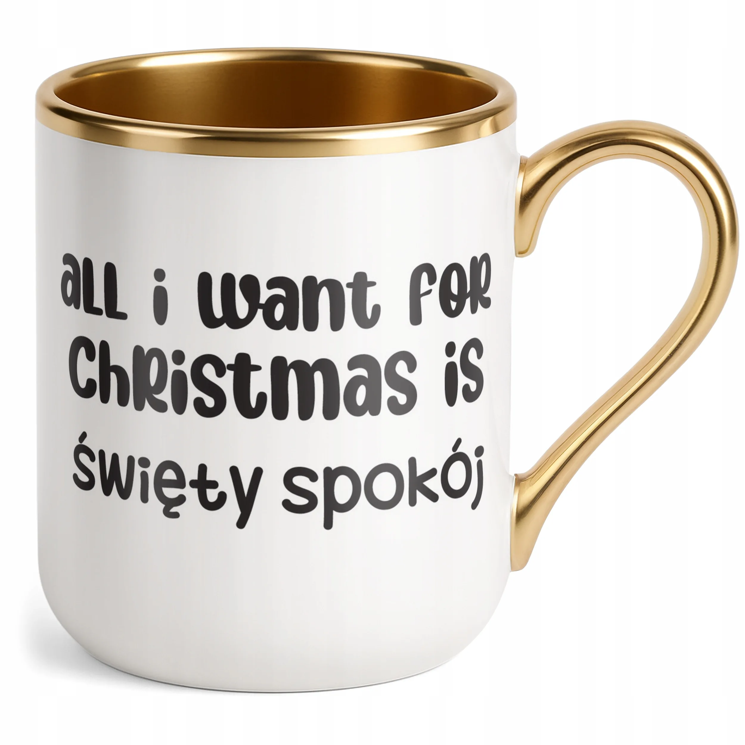 Kubek Premium Złoty Świąteczny All I Want For Christmas Is Zabawny