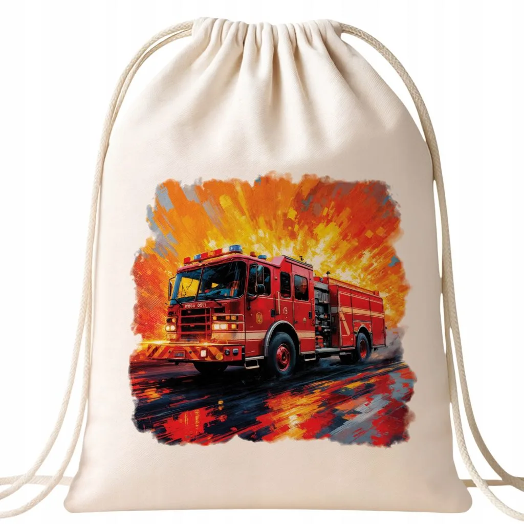 Plecak bawełniany Straż Wóż Strażacki Dla Strażaka