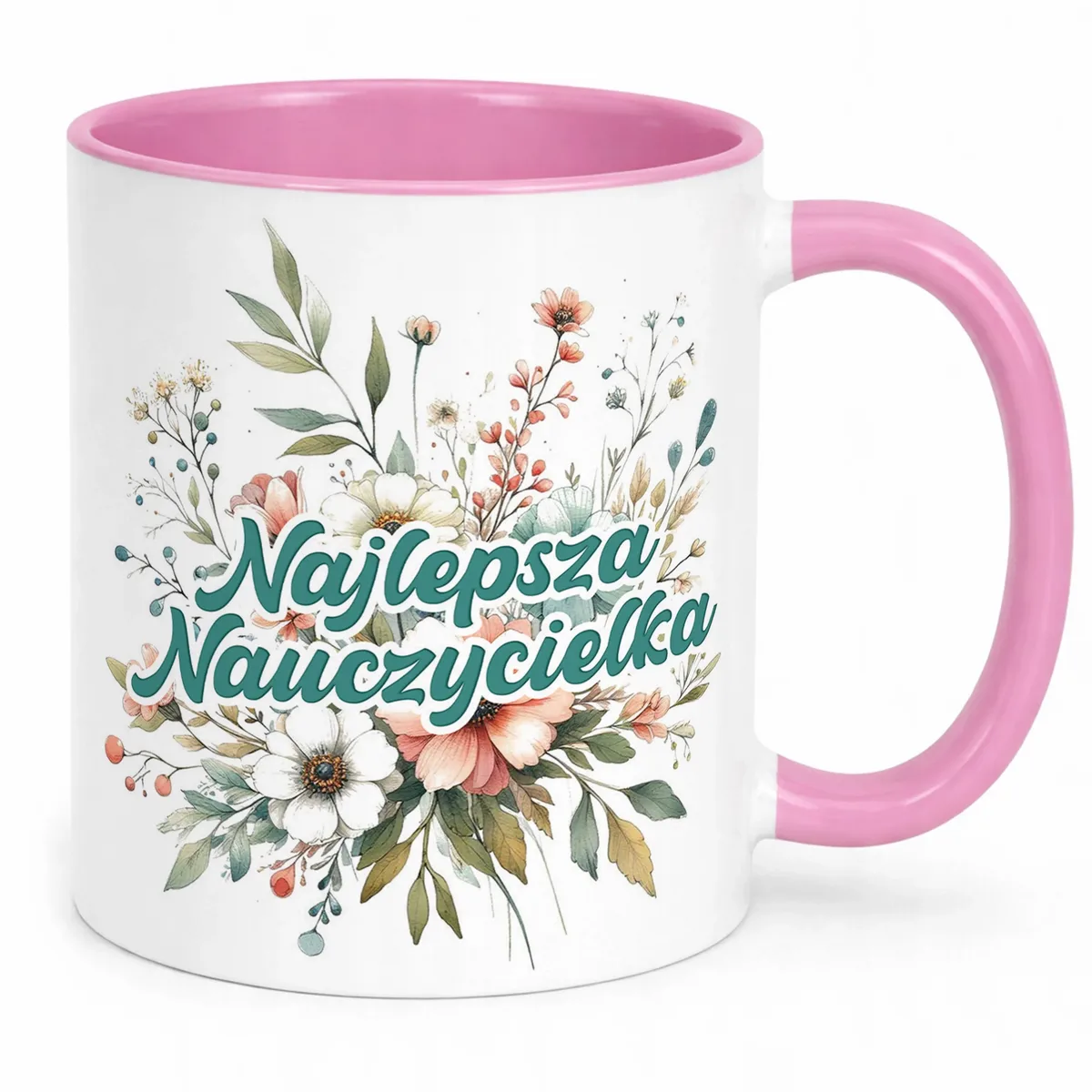 Kubek Różowy Najlepsza Nauczycielka Dzień Nauczyciela Prezent