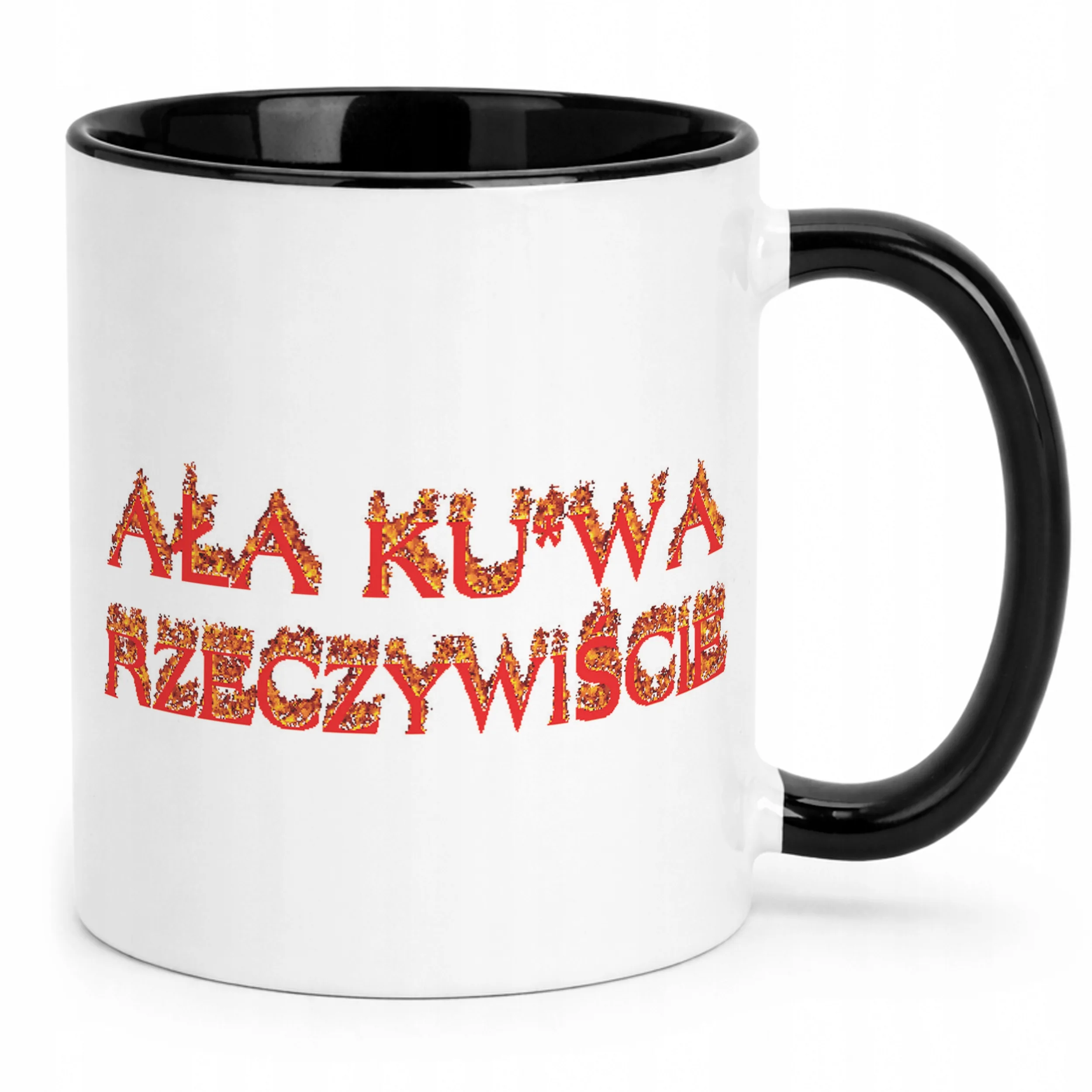 Kubek Czarny Ała Ku*wa Rzeczywiście Memy Zabawne Prezent