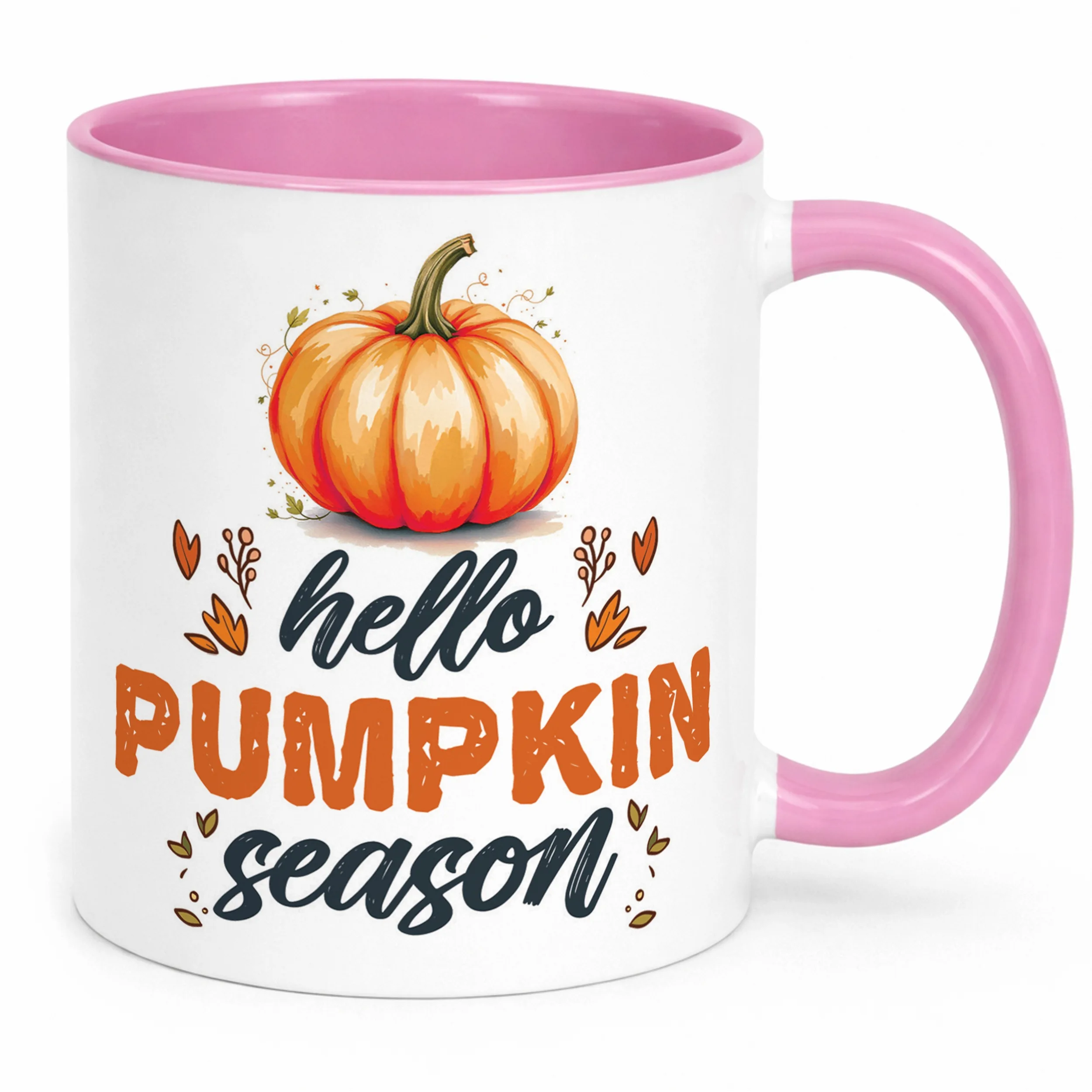 Kubek Różowy Jesienny Jesień Hello Pumpkin Dynia Prezent