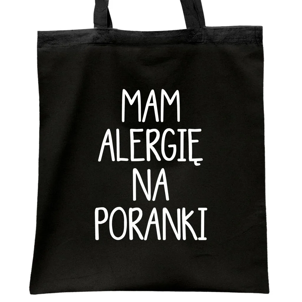 Torba bawełniana czarna na zakupy Mam Alergię Na Poranki