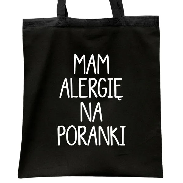 Torba bawełniana czarna na zakupy Mam Alergię Na Poranki