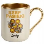 Kubek Premium Złoty Ecru Personalizowany Dla Pszczelarza