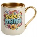 Kubek Premium Złoty Ecru Dzień Matki Dla Mamy Prezent Upominek Super Mama