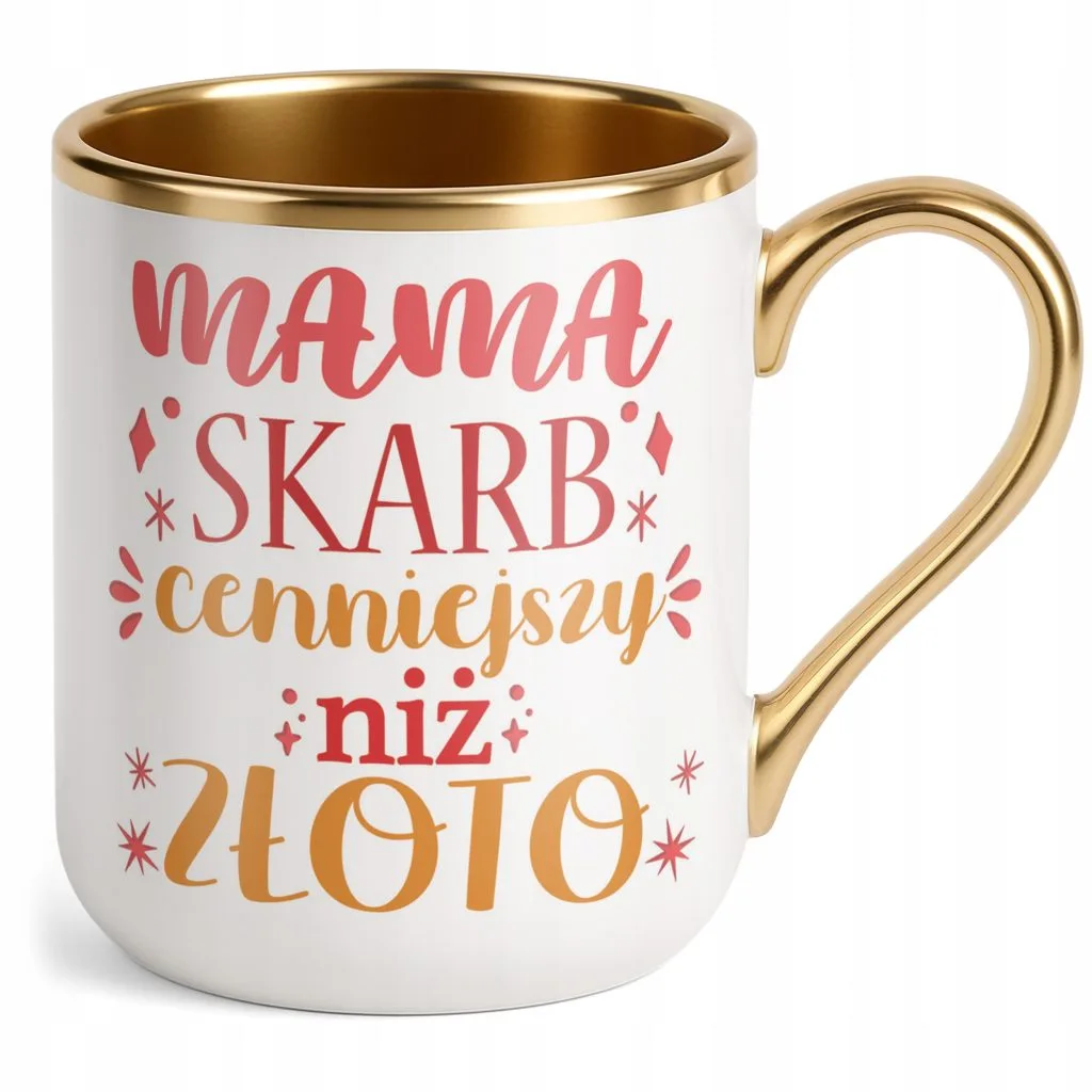 Kubek Premium Złoty Dzień Matki Dla Mamy Prezent Skarb Cenniejszy