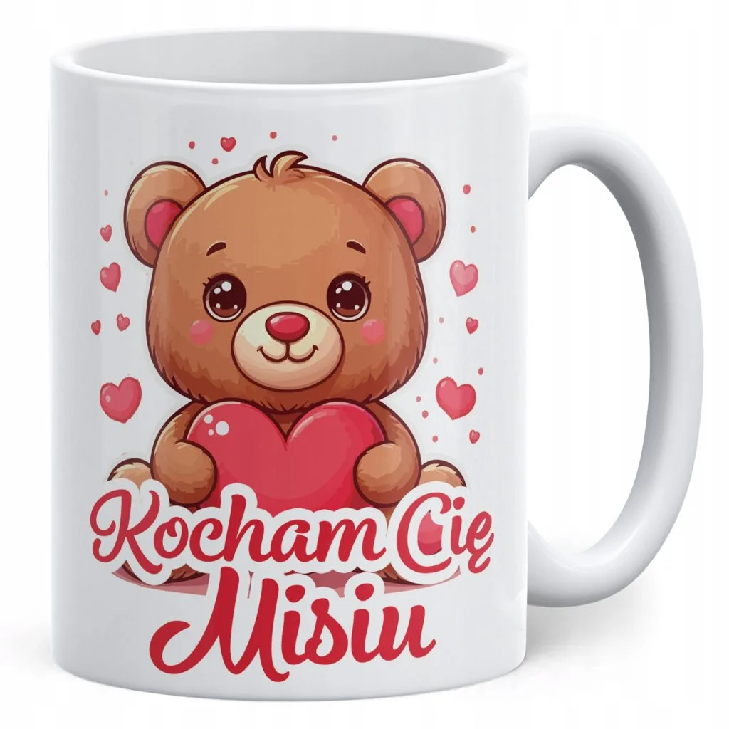 Kubek walentynkowy na Walentynki Kocham Cię Misiu Miś Prezent Upominek