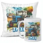 Zestaw Personalizowany Kubek + Poduszka 38×38 cm Traktor Dla Dzieci