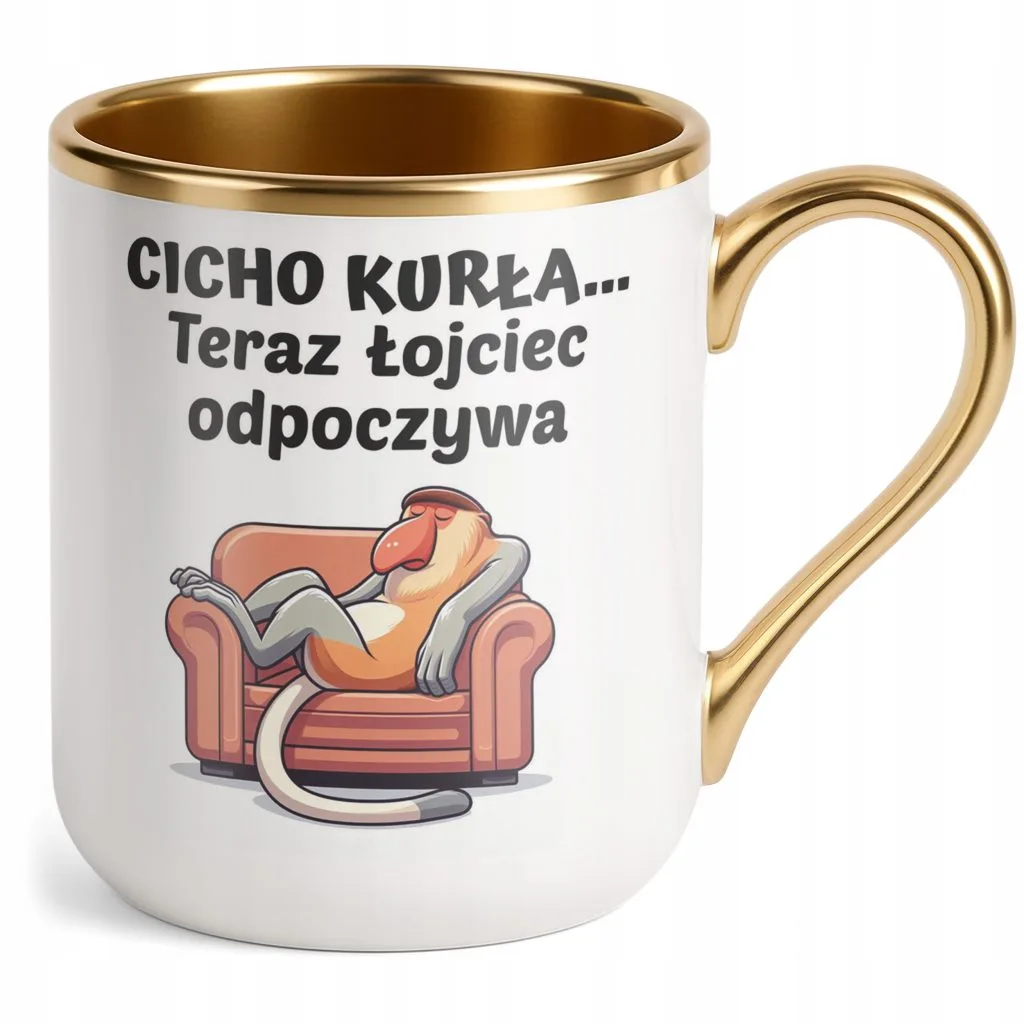 Kubek Premium Złoty Dzień Ojca Dla Taty Łojciec Odpoczywa Nosacz Prezent
