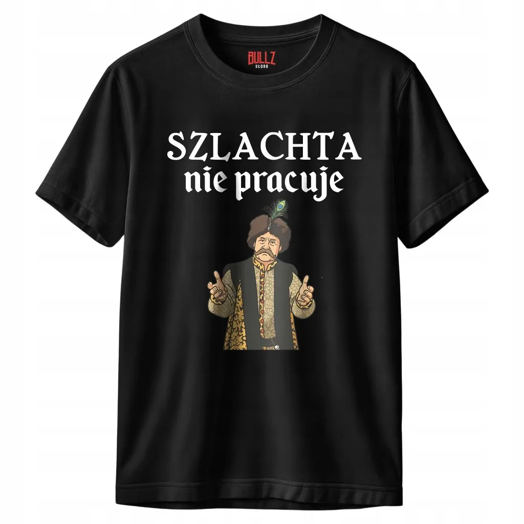 Koszulka czarna męska 1670 Szlachta Nie Pracuje r. 3XL
