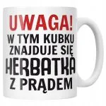 Kubek ceramiczny Uwaga Herbata Z Prądem Zabawny Prezent Upominek