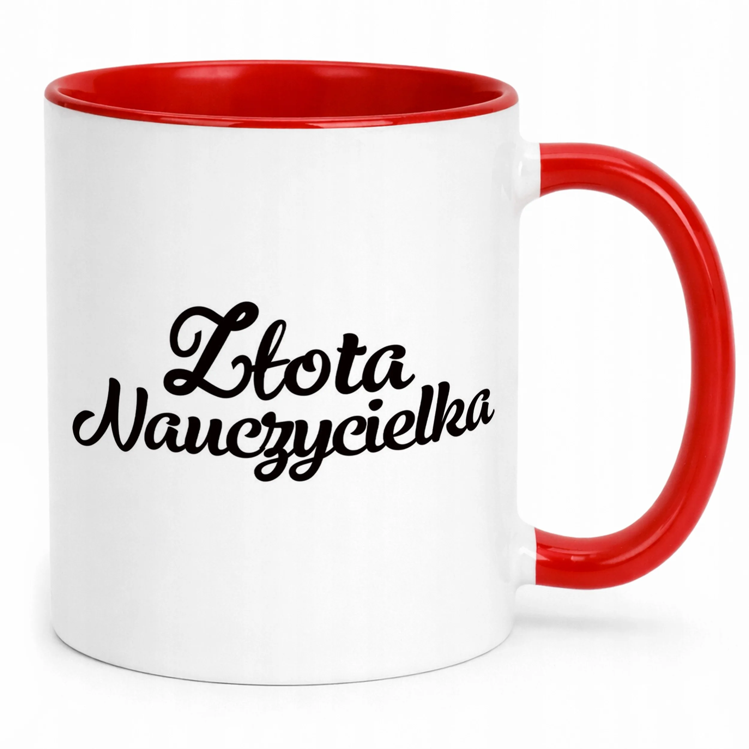 Kubek Czerwony Złota Nauczycielka Dzień Nauczyciela Prezent