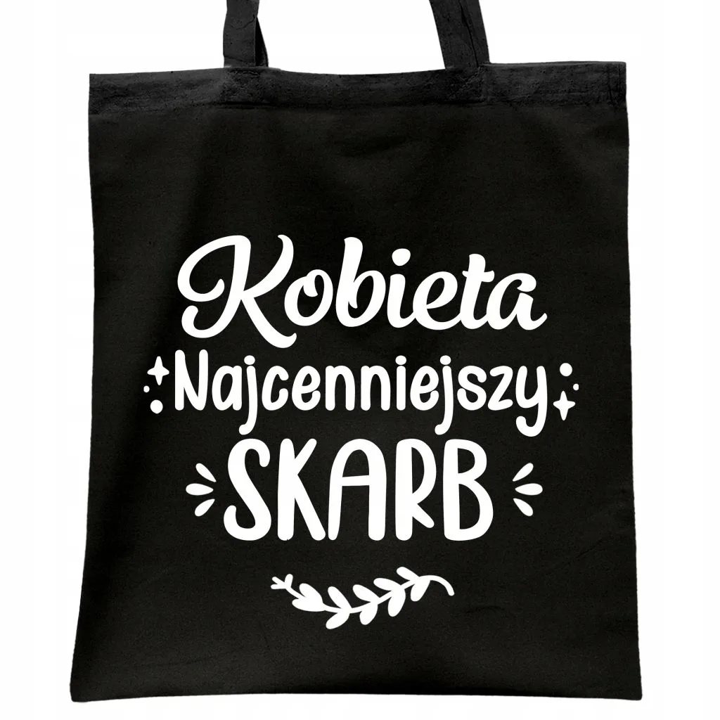 Torba bawełniana czarna na zakupy Dzień Kobiet Dla Kobiety Prezent