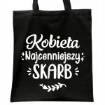 Torba bawełniana czarna na zakupy Dzień Kobiet Dla Kobiety Prezent