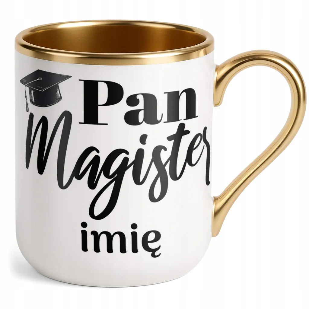 Kubek Premium Złoty Personalizowany Pan Magister Prezent Upominek