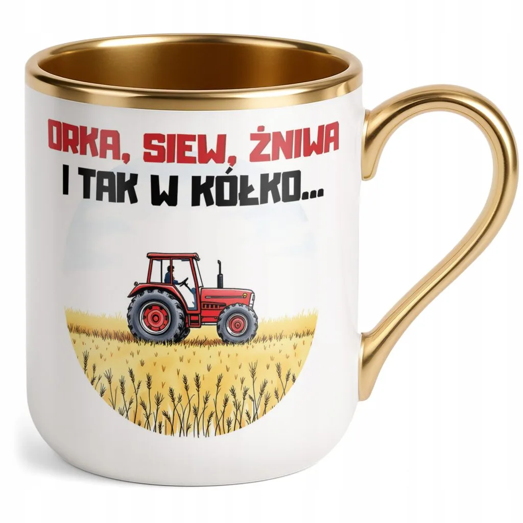 Kubek Premium Złoty Rolnik Dla Rolnika Traktor Zabawny Prezent