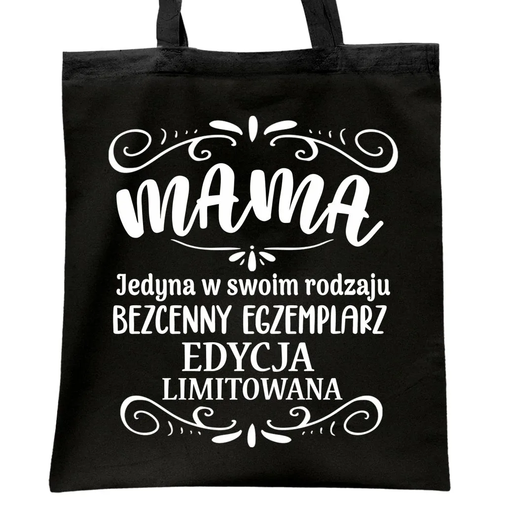 Torba bawełniana czarna na zakupy Dzień Matki Dla Mamy Prezent
