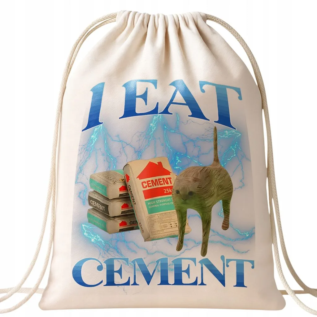 Plecak bawełniany I Eat Cement viral tiktok brainrot mem
