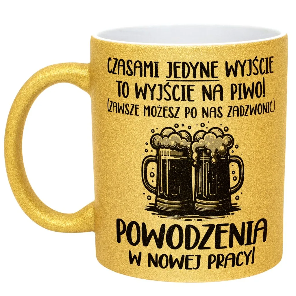 Złoty kubek brokatowy Na Pożegnanie Odejście z Pracy Zabawny Prezent