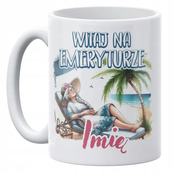 Kubek ceramiczny Personalizowany Dla Emerytki Z Okazji Emerytury Prezent