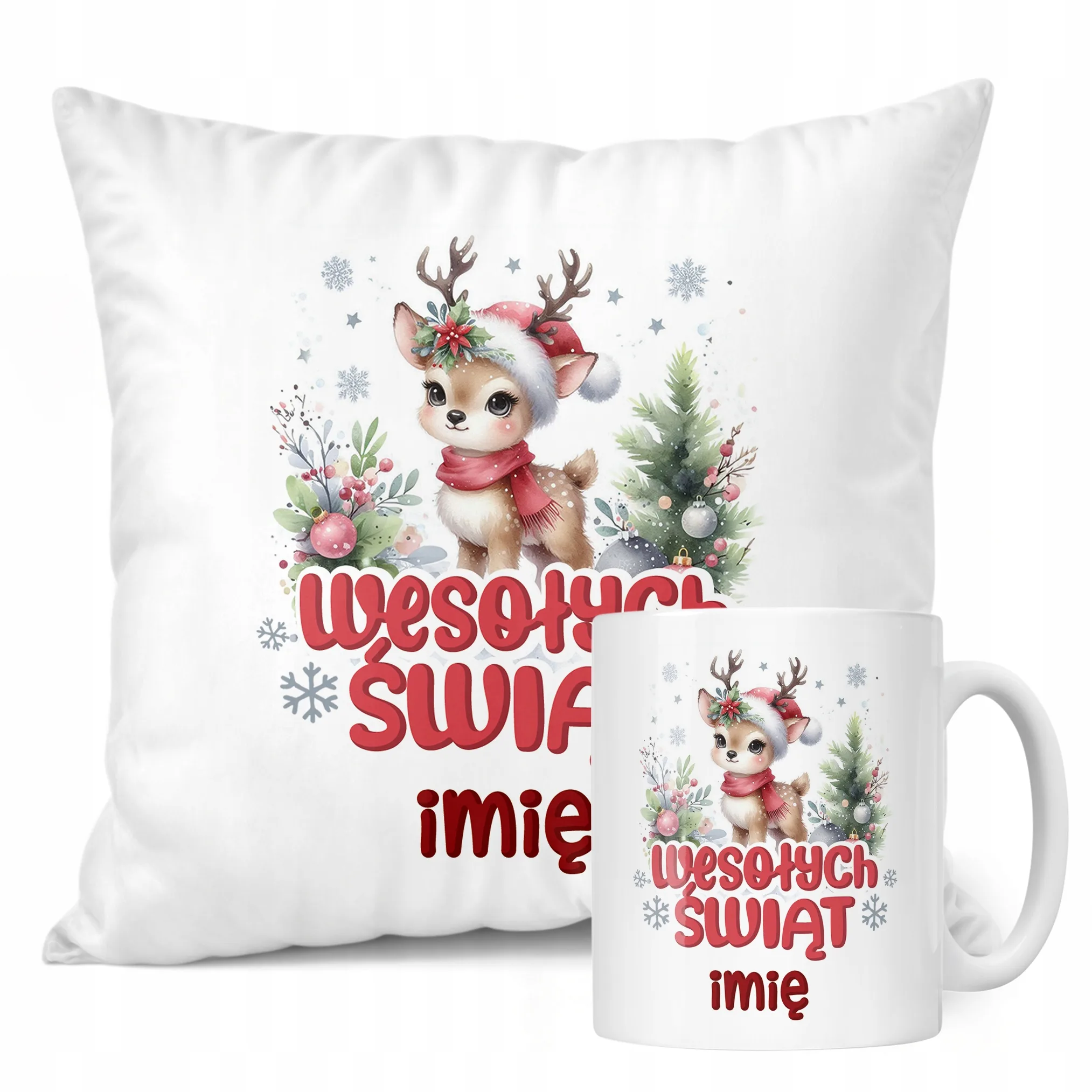 Zestaw Świąteczny Personalizowany Kubek + Poduszka Boże Narodzenie