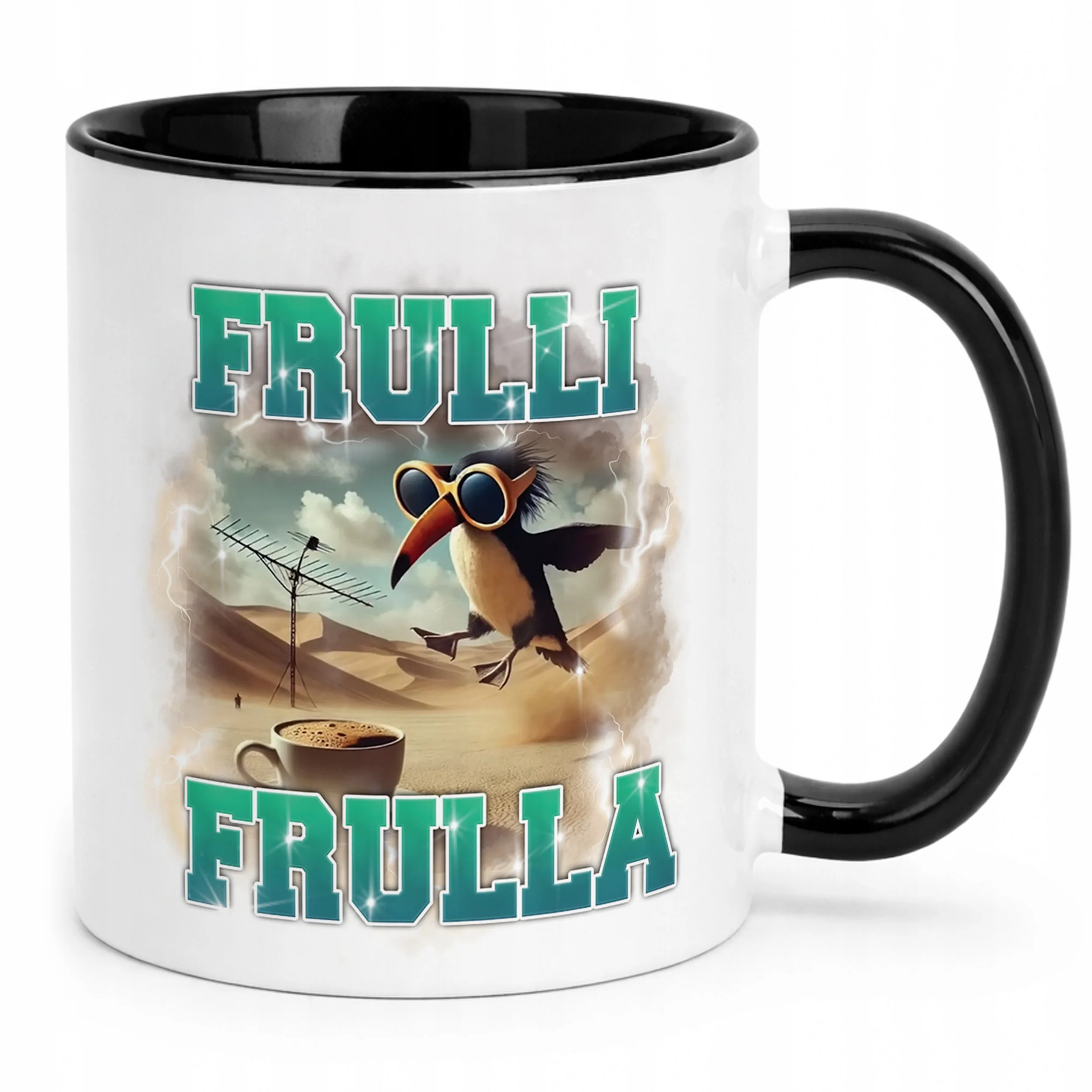 Kubek Czarny BRAINROT Frulli Frulla Memy Zabawny TikTok Viral