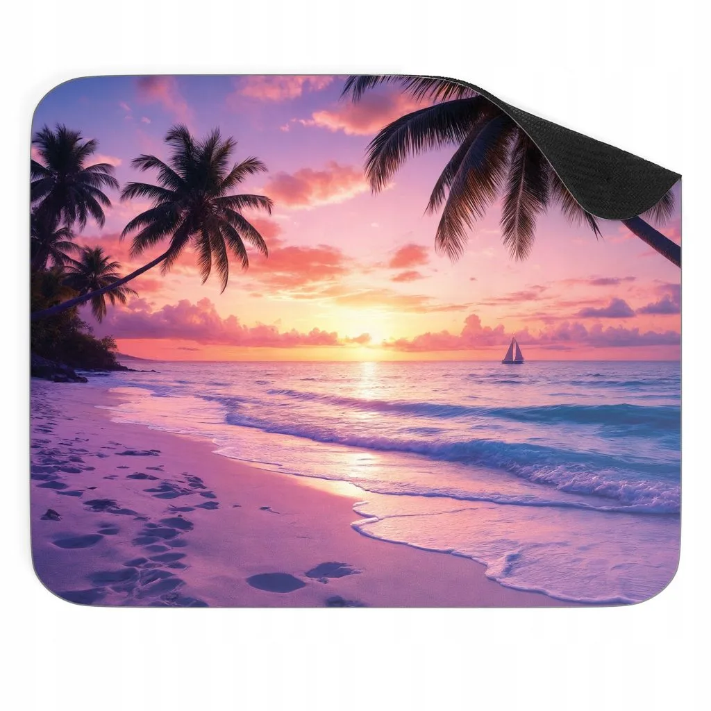 Podkładka pod mysz 22×18 cm Morze Plaża Palmy Zachód Slońca