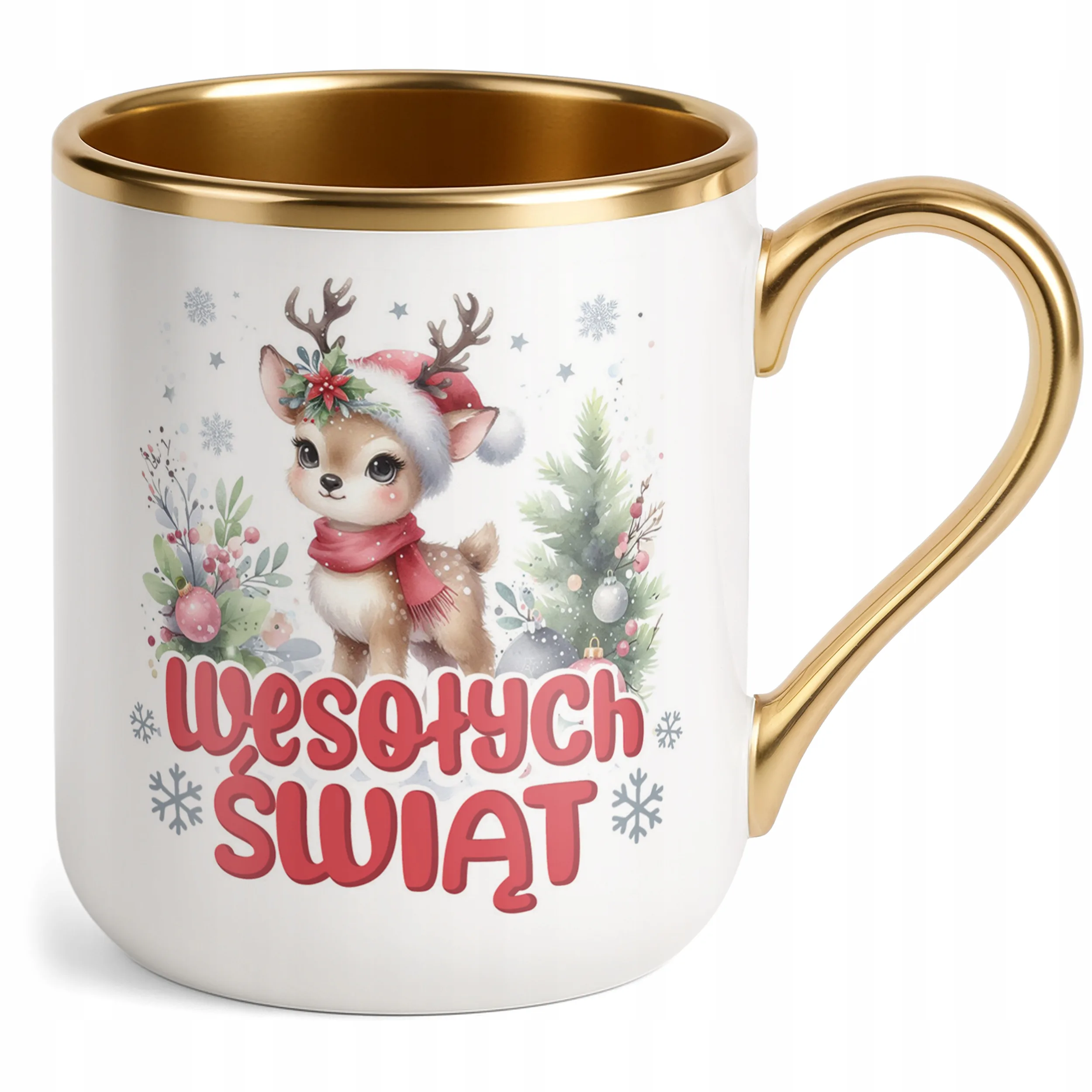Kubek Premium Złoty Świąteczny Wesołych Świąt Boże Narodzenie