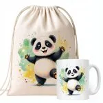 Zestaw Kubek + Plecak Panda Zwierzak Słodki Dla Dzieci Prezent