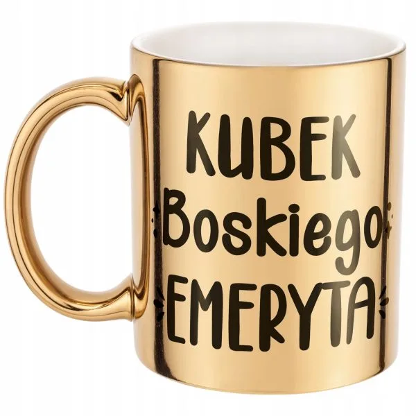 Złoty Kubek ceramiczny z okazji Emerytury Dla Emeryta Prezent Upominek