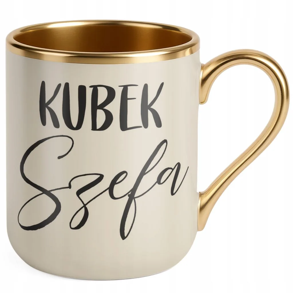 Kubek Premium Złoty Ecru Kubek Szefa Dla Szefa Prezent Praca