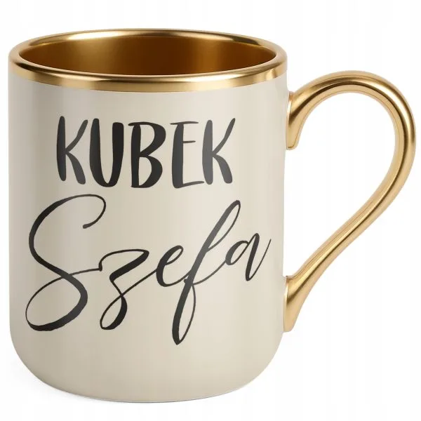 Kubek Premium Złoty Ecru Kubek Szefa Dla Szefa Prezent Praca