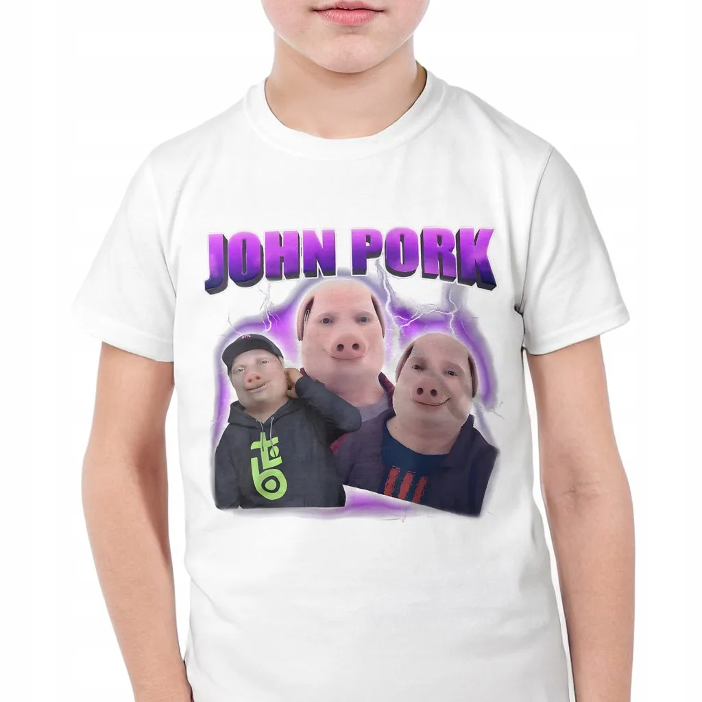 Koszulka biała dziecięca John Pork viral tiktok brainrot mem