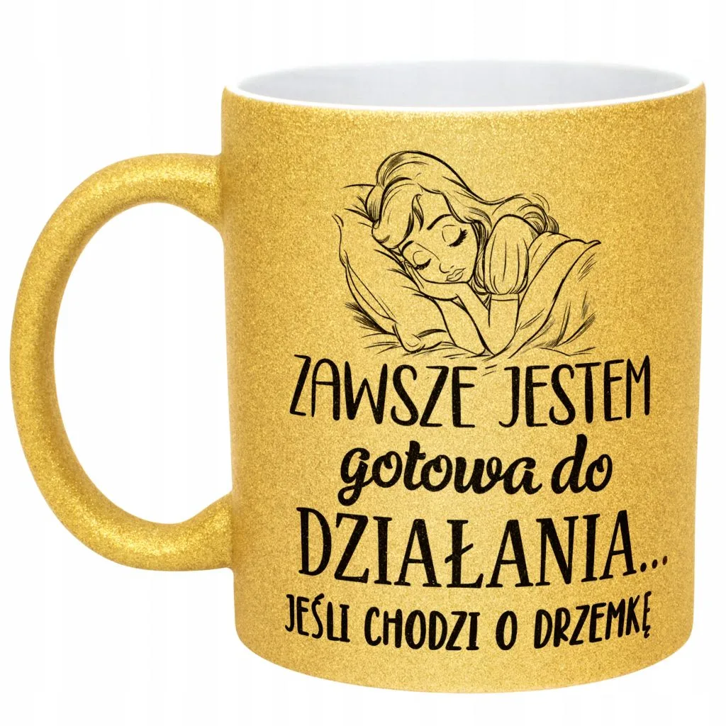 Złoty kubek brokatowy Dzień Kobiet Zabawny Prezent Upominek Dla Kobiety