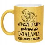 Złoty kubek brokatowy Dzień Kobiet Zabawny Prezent Upominek Dla Kobiety