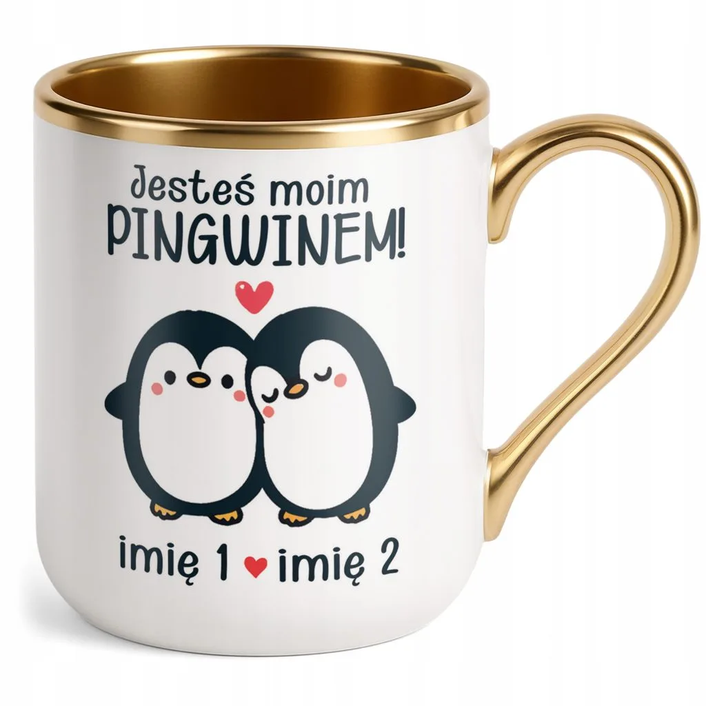 Kubek Premium Złoty Personalizowany Na Walentynki Kocham Cię Prezent