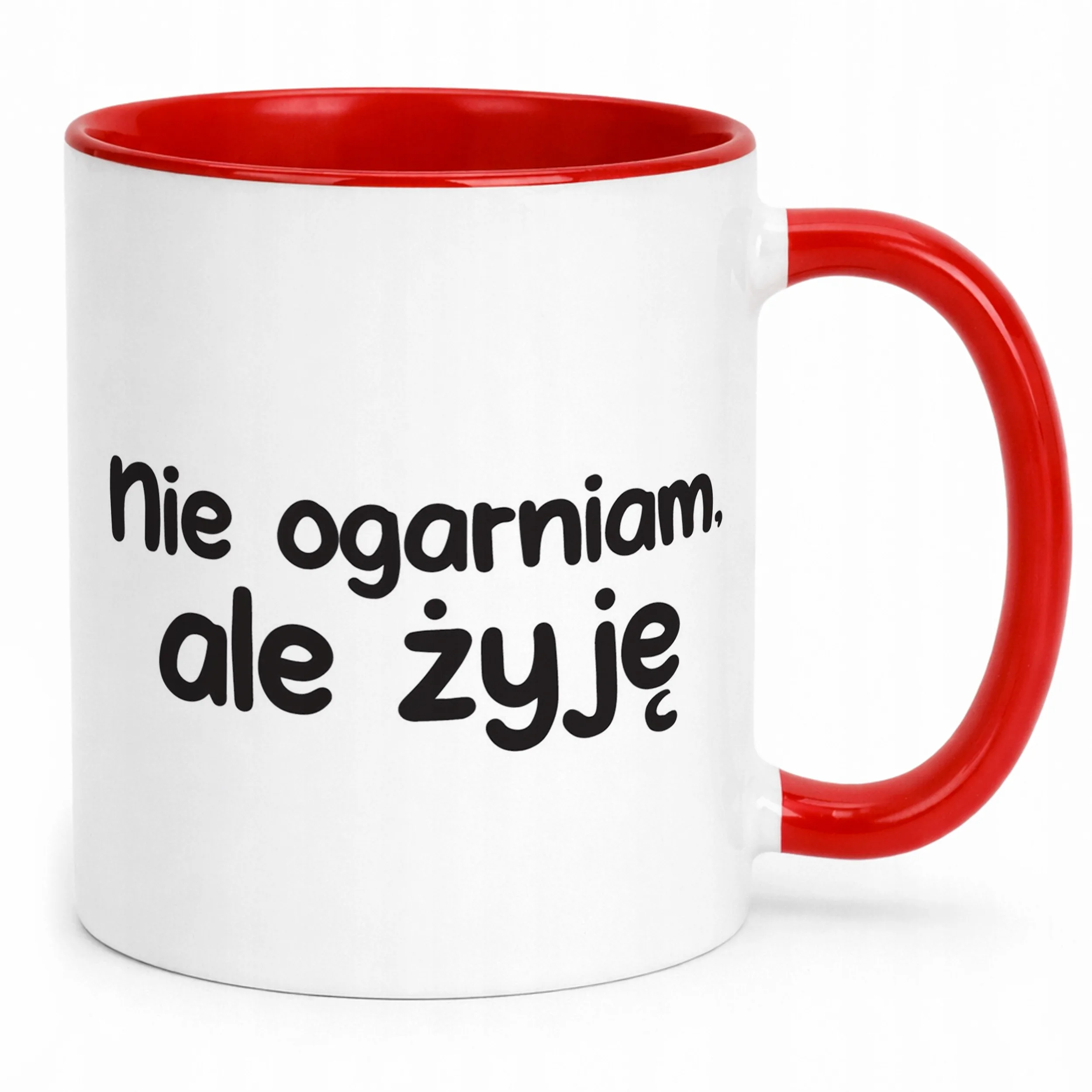 Kubek Czerwony Nie Ogarniam Ale Żyję Śmieszny Zabawny Prezent