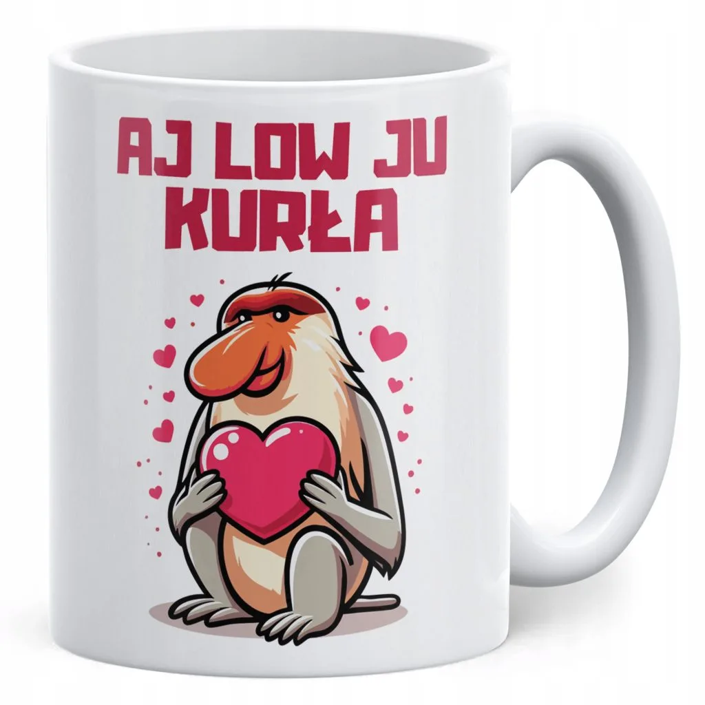 Kubek walentynkowy na Walentynki Aj Low Ju Kurła Janusz Prezent Zabawne