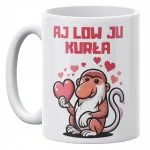 Kubek ceramiczny 330 ml Janusz Nosacz Aj Low Ju Walentynki Zabawny Prezent