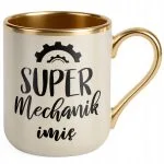 Kubek Premium Złoty Ecru Personalizowany Super Mechanik